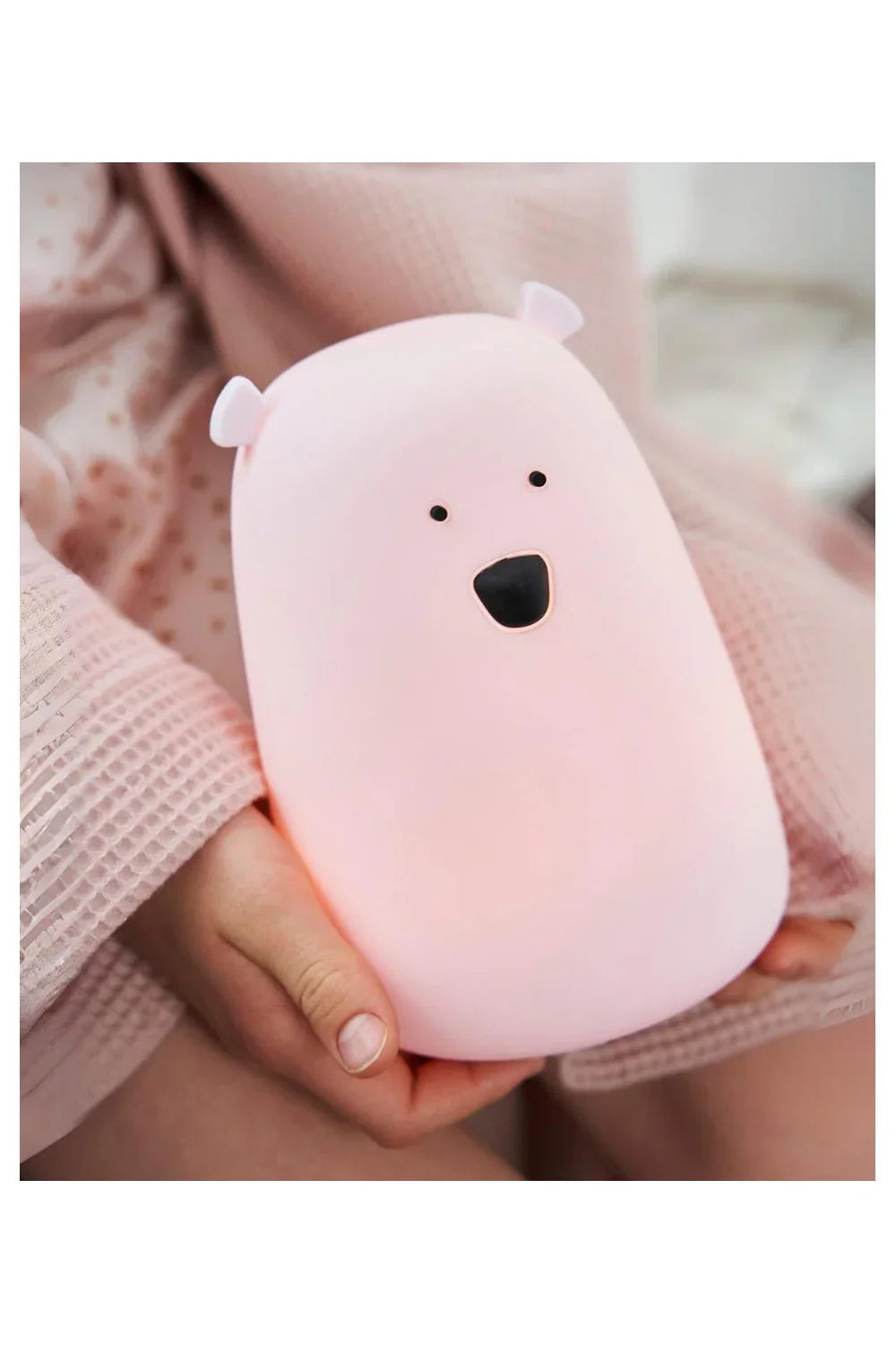 Veilleuse ourson rose avec télécommande, en silicone, pour décoration de chambre d'enfant