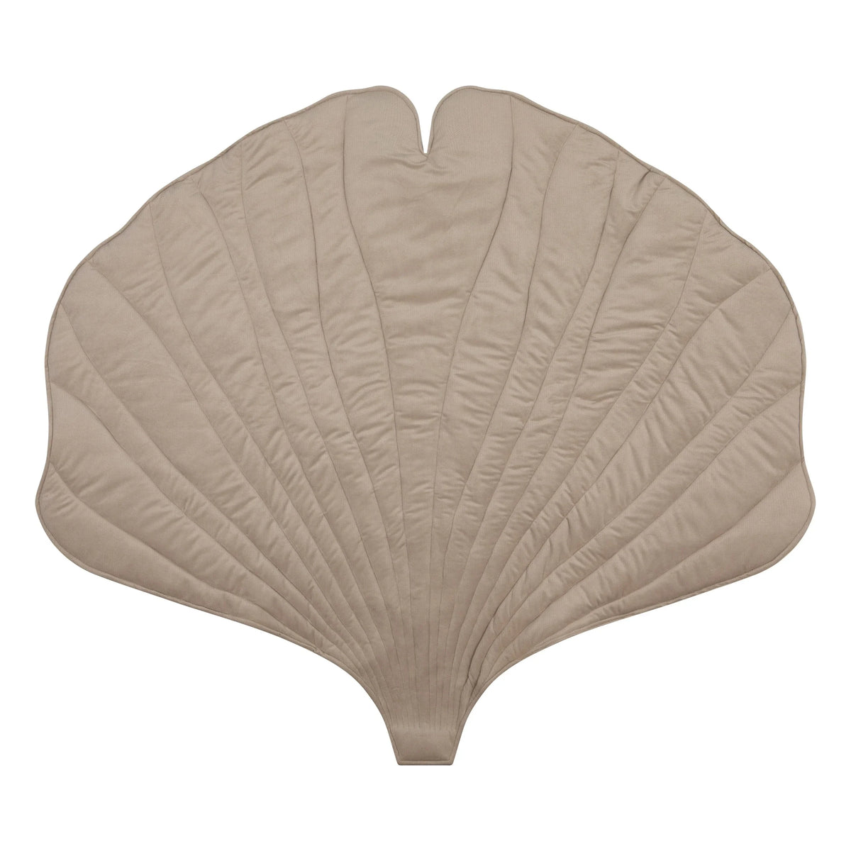 Reverse side of cream Moi Mili Ginkgo Leaf Mat showing neutral cotton surface and quilted leaf detailing