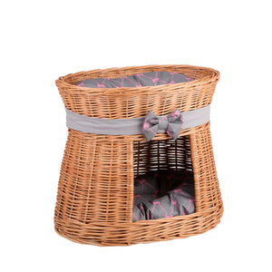 Cuccia per gatti in vimini Erif con cuscini grigi