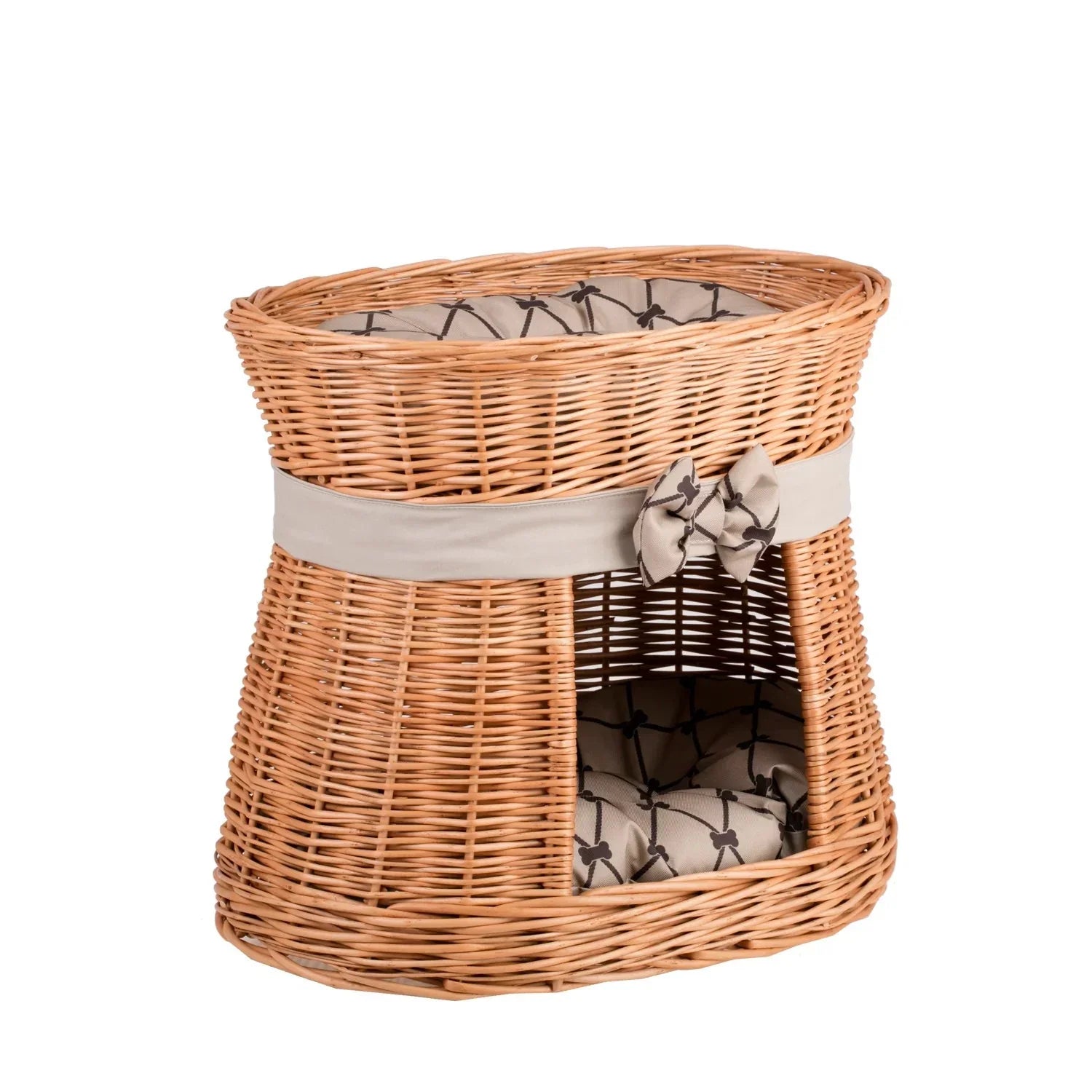 Cuccia per gatti in vimini Erif con cuscini beige