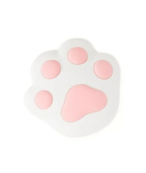 Soft silicone pink and white paw-shaped pet mat for food bowls