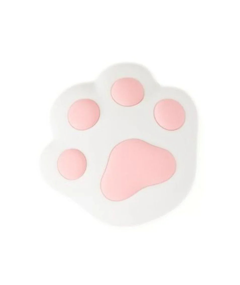 Soft silicone pink and white paw-shaped pet mat for food bowls
