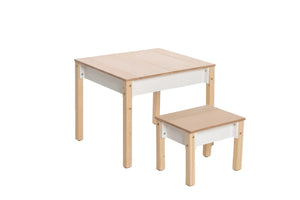White Smart Storage Table and Chair Set with all hidden storage closed