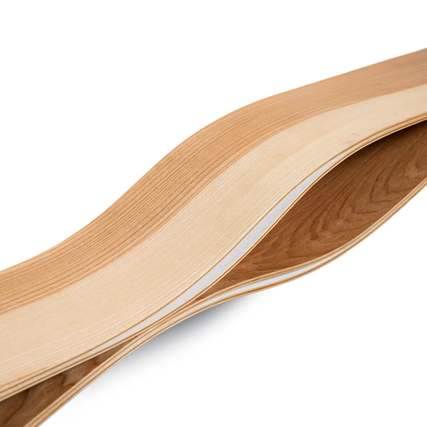 Mensola fluttuante da parete curva in legno naturale con design a onda liscio