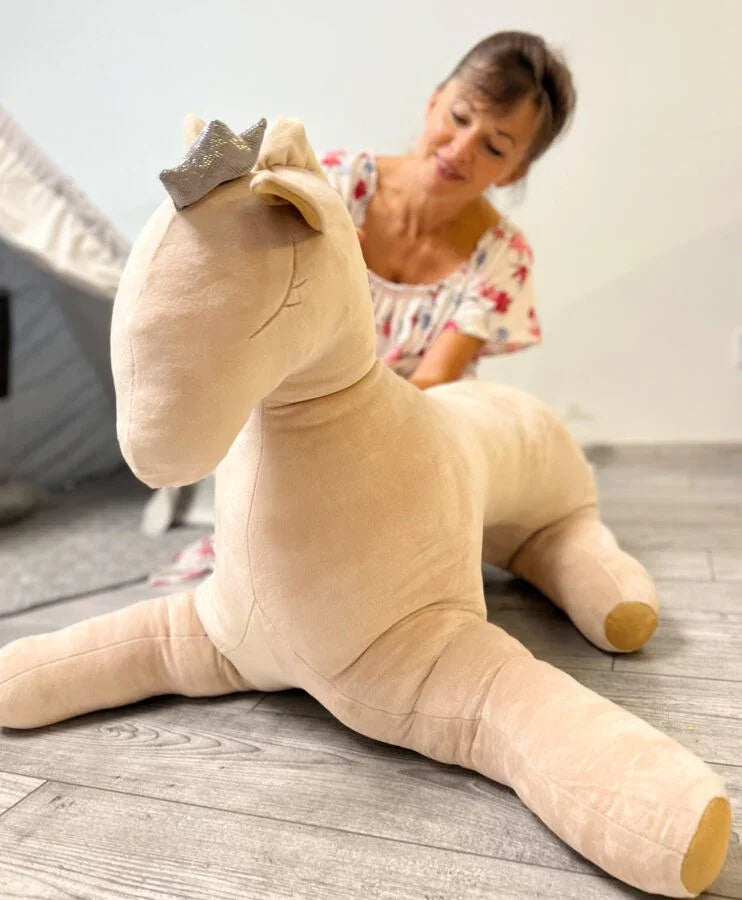 Großes Kuscheltier Pegasus (flügellos) – Cremefarben