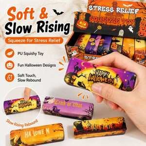 Halloween soft foam squishy showing slow rising squeeze effect