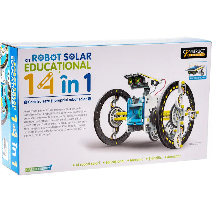 14-in-1 educational solar robot construction kit packaging