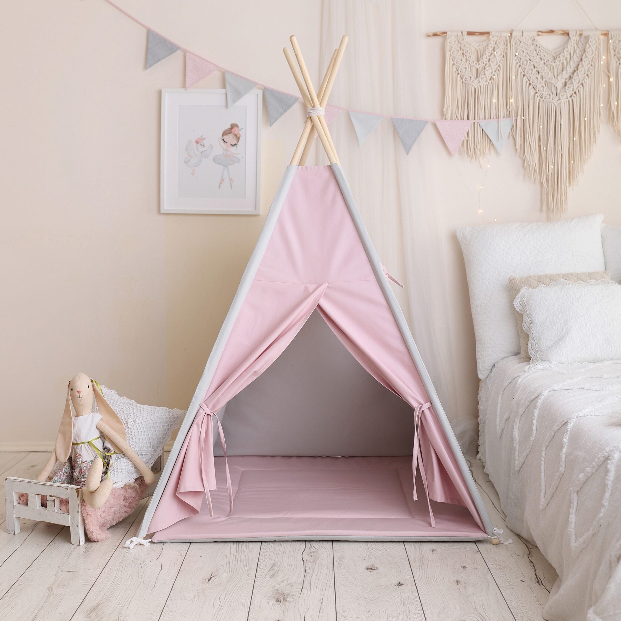 Grey-Pink Teepee Tent