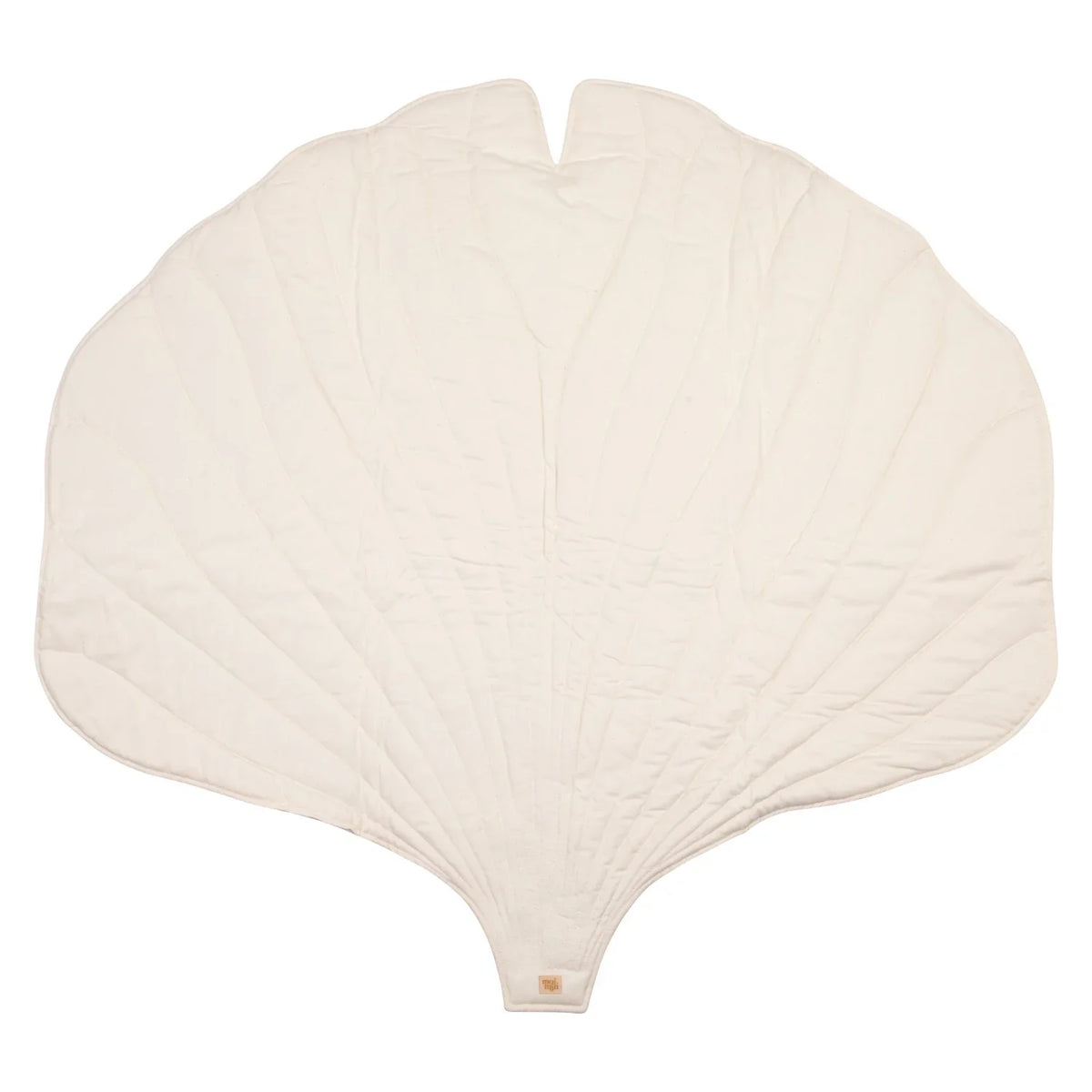 Reverse view of Moi Mili Honey Ginkgo Leaf Mat showing the light cotton side and stitched leaf detailing