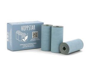 Rouleaux de papier thermique écoresponsable Hoppstar, couleur bleu clair, set de trois avec boîte