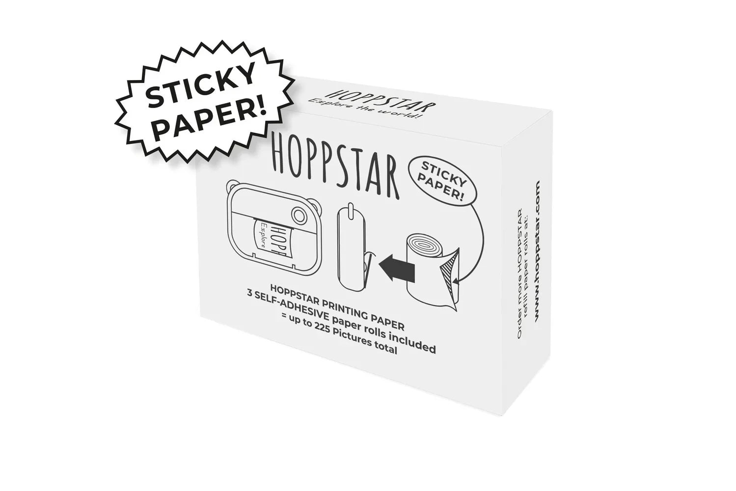 Rotoli di carta per stampa autoadesiva bianca Hoppstar, confezione da 3, per stampanti fotografiche
