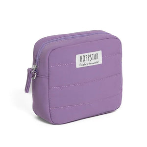 Borsa fotografica Hoppstar viola con chiusura a zip e cuciture trapuntate