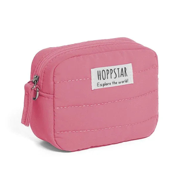 Mini borsa fotografica Hoppstar rosa con motivo trapuntato e chiusura a zip