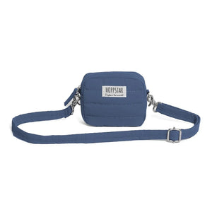 Mini borsa fotografica Hoppstar blu con tracolla regolabile e design in tessuto trapuntato