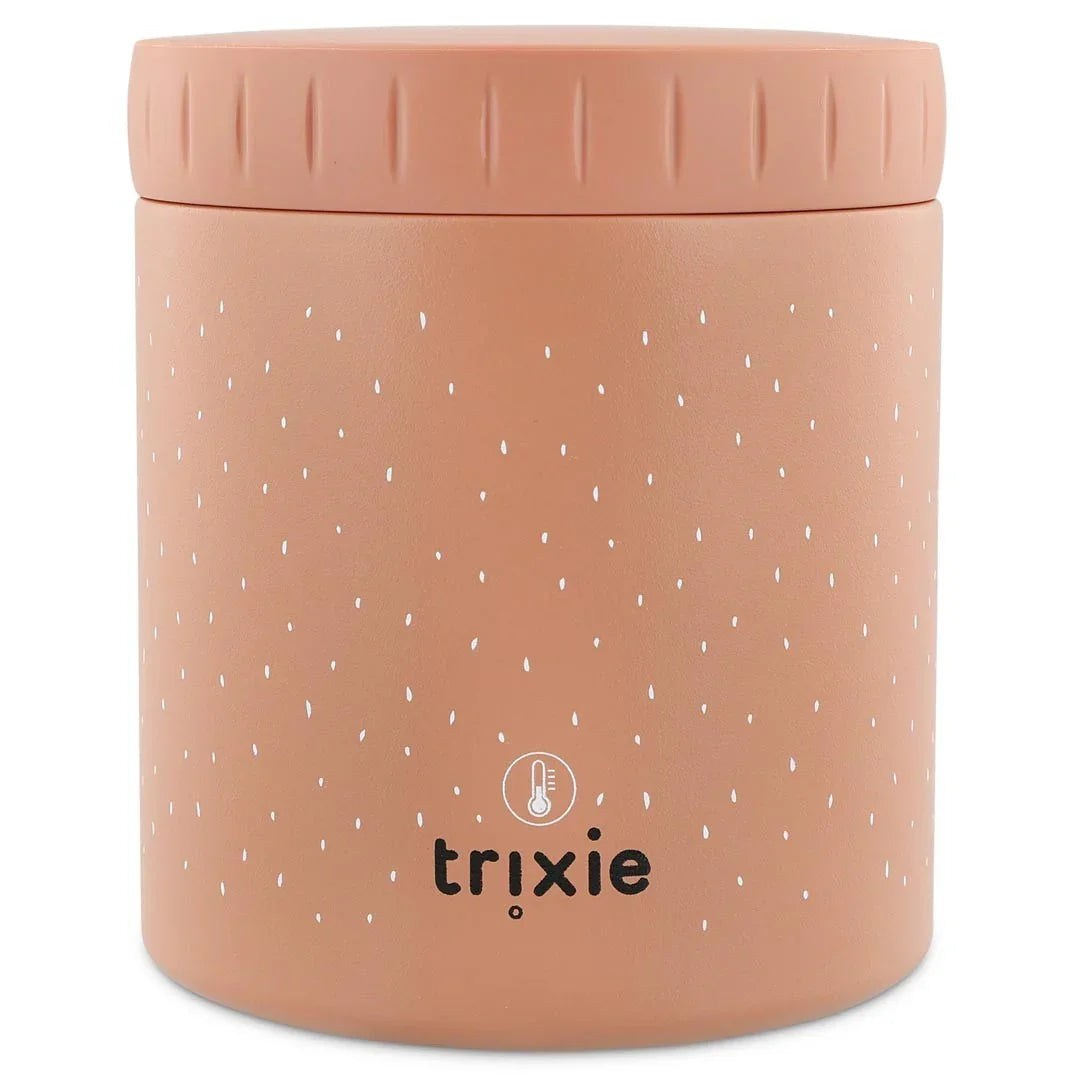 Pot isotherme Trixie 500 ml en pêche mat avec motif pois blancs et couvercle à vis
