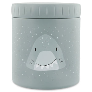 Pot à lunch isotherme 500ml gris clair avec motif tête de requin.