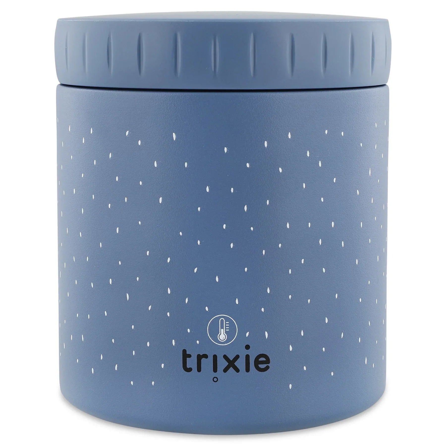 Recipiente térmico azul de 500 ml con puntos blancos y logotipo de Trixie