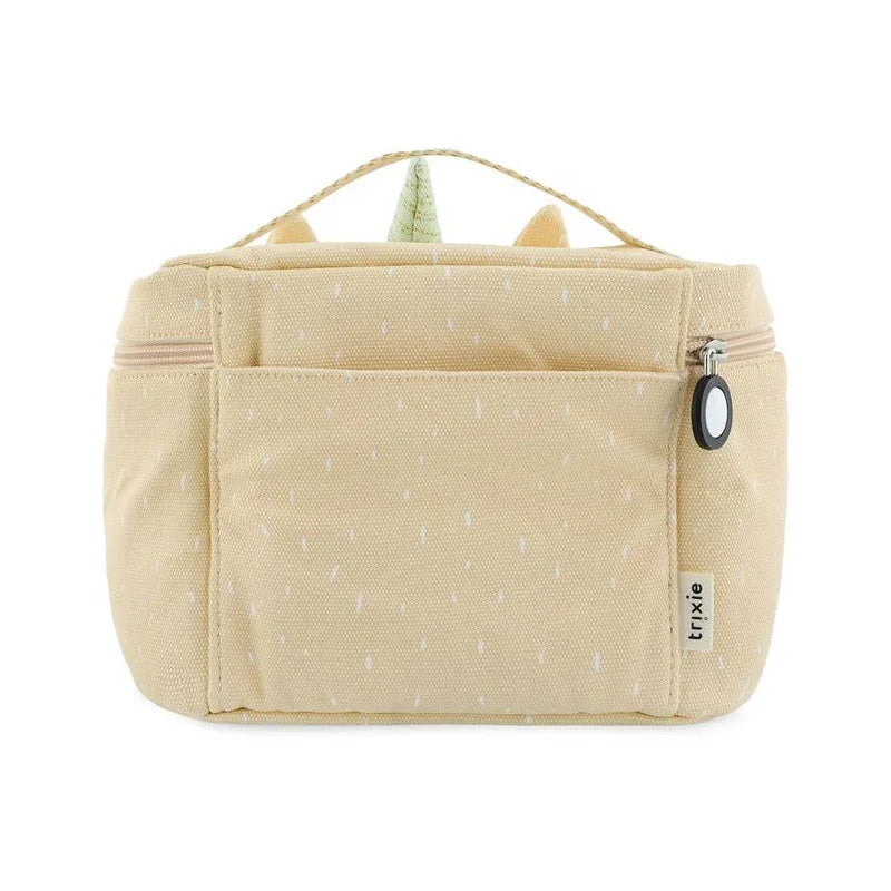 Beigefarbene Einhorn-Thermolunchbox mit Punktemuster, Tragegriff oben und Trixie-Label