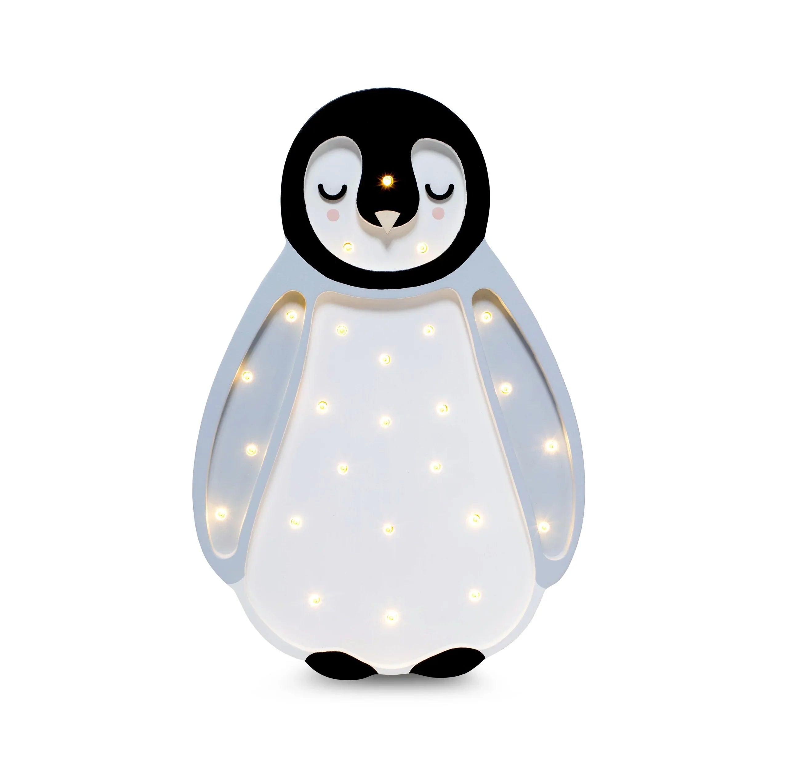 Cute penguin-shaped night light with warm LED dots, ideal for nursery decor