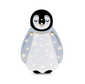 Cute penguin-shaped night light with warm LED dots, ideal for nursery decor