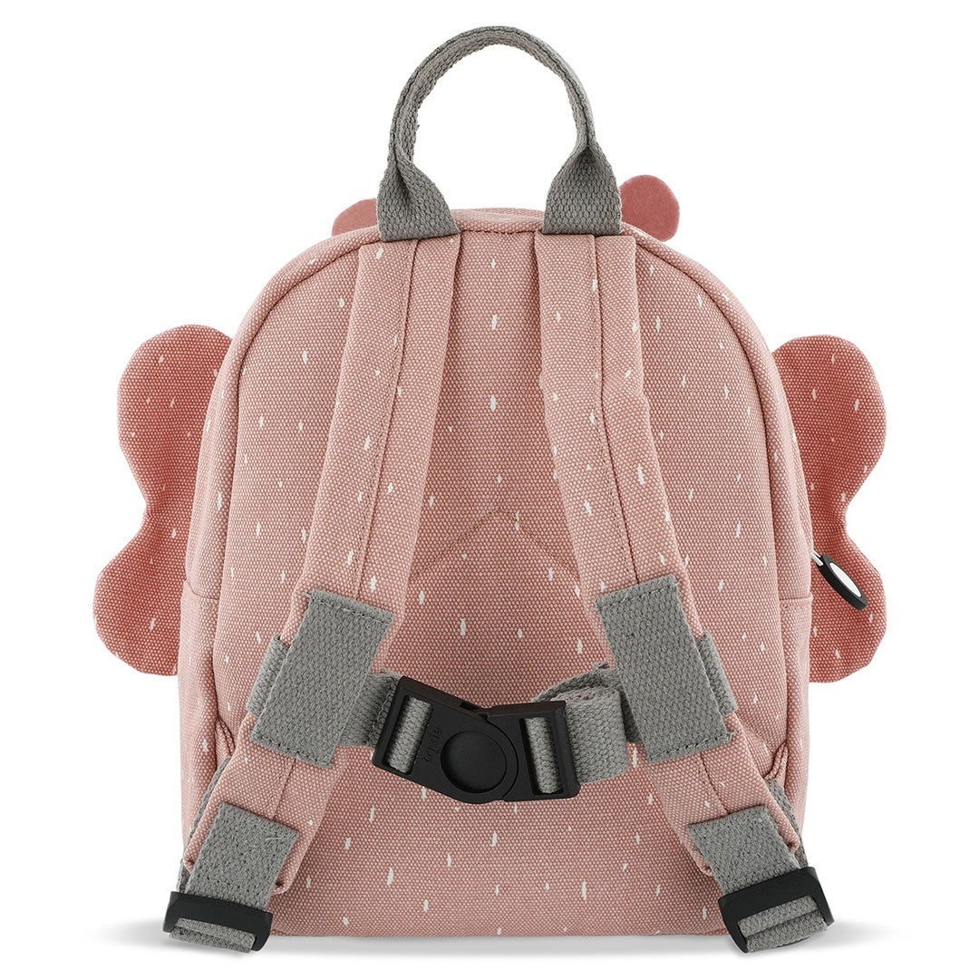 Back view of Trixie Mrs. Butterfly backpack with adjustable padded shoulder straps and chest buckle