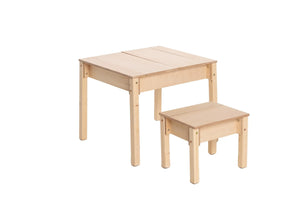 Natural birch FAMILY Smart Storage Table and Chair with all compartments closed