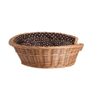 Cuccia per cani in vimini naturale Esmira con cuscino a pois, 65x43 cm