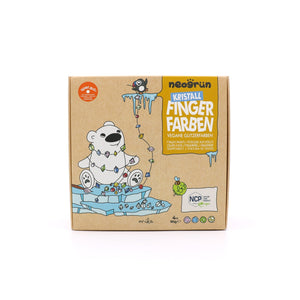 Neogrün Crystal Finger Paint Mika retail box with NCP label and four 90 g colour symbols