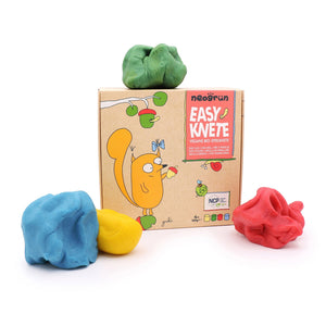 Neogrün Easy Clay Yuki set with illustrated box and loose red, yellow, green and blue modelling clay