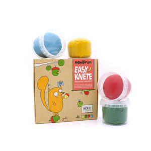Neogrün Easy Clay Yuki box displayed with blue, yellow, red and green clay pots
