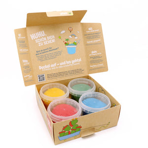 Open Neogrün Easy Clay Yuki gift box containing four 120 g modelling clay pots