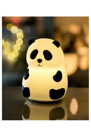 Veilleuse panda en silicone blanc avec détails noirs, lueur douce, pour chambre d'enfant
