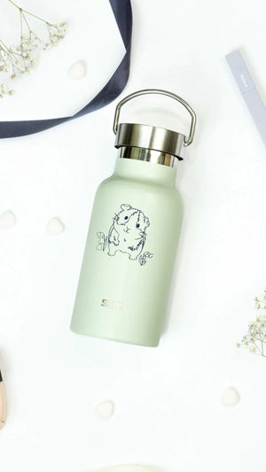 Gourde / Thermos – Cochon d'Inde – Vert clair 350 ml, acier inoxydable