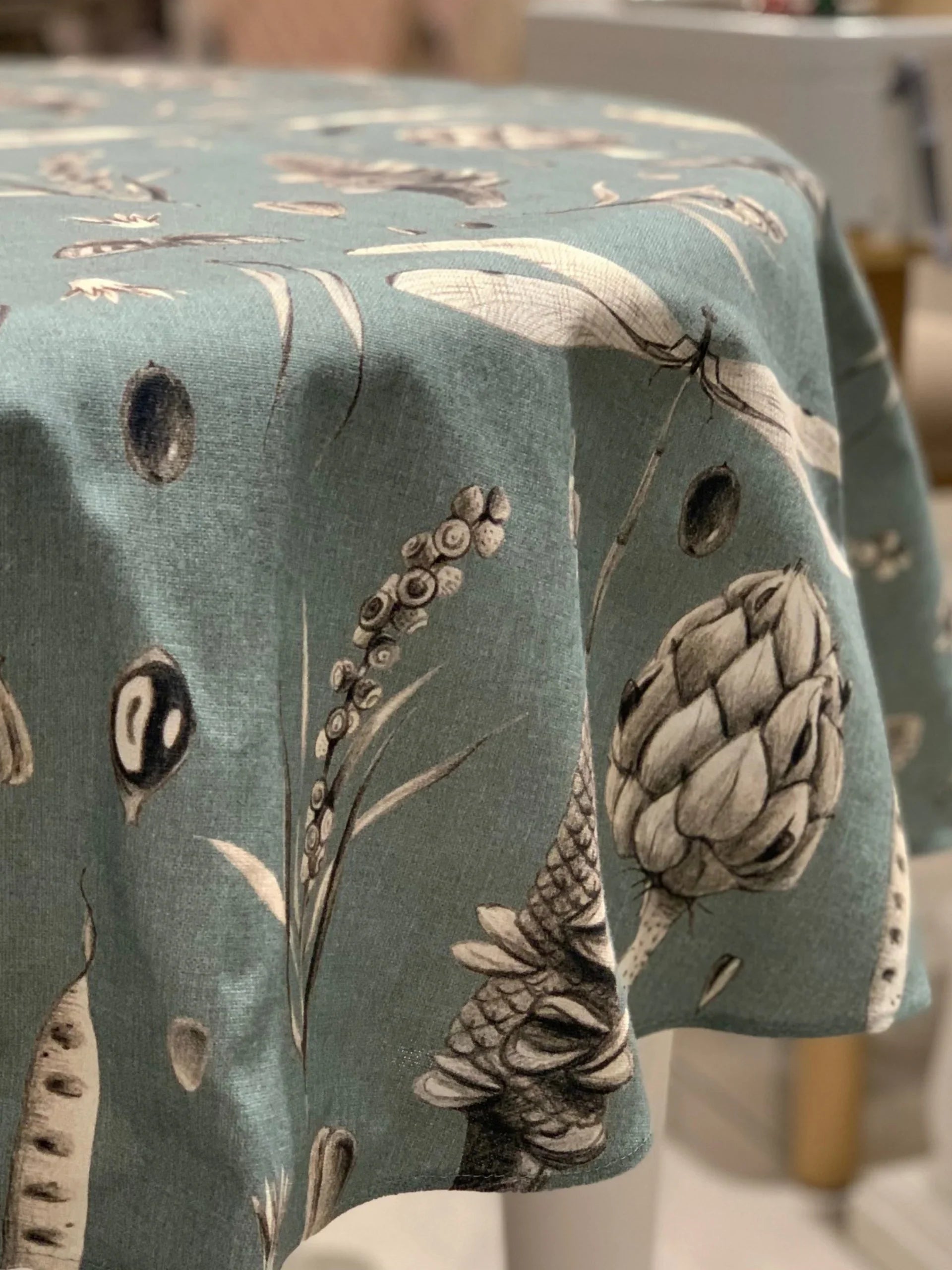 Runde Tischdecke – Seeds Aqua
