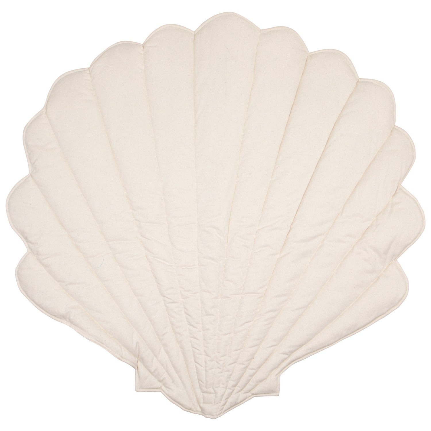 Light cream reverse side of the reversible Moi Mili shell playmat on a white background