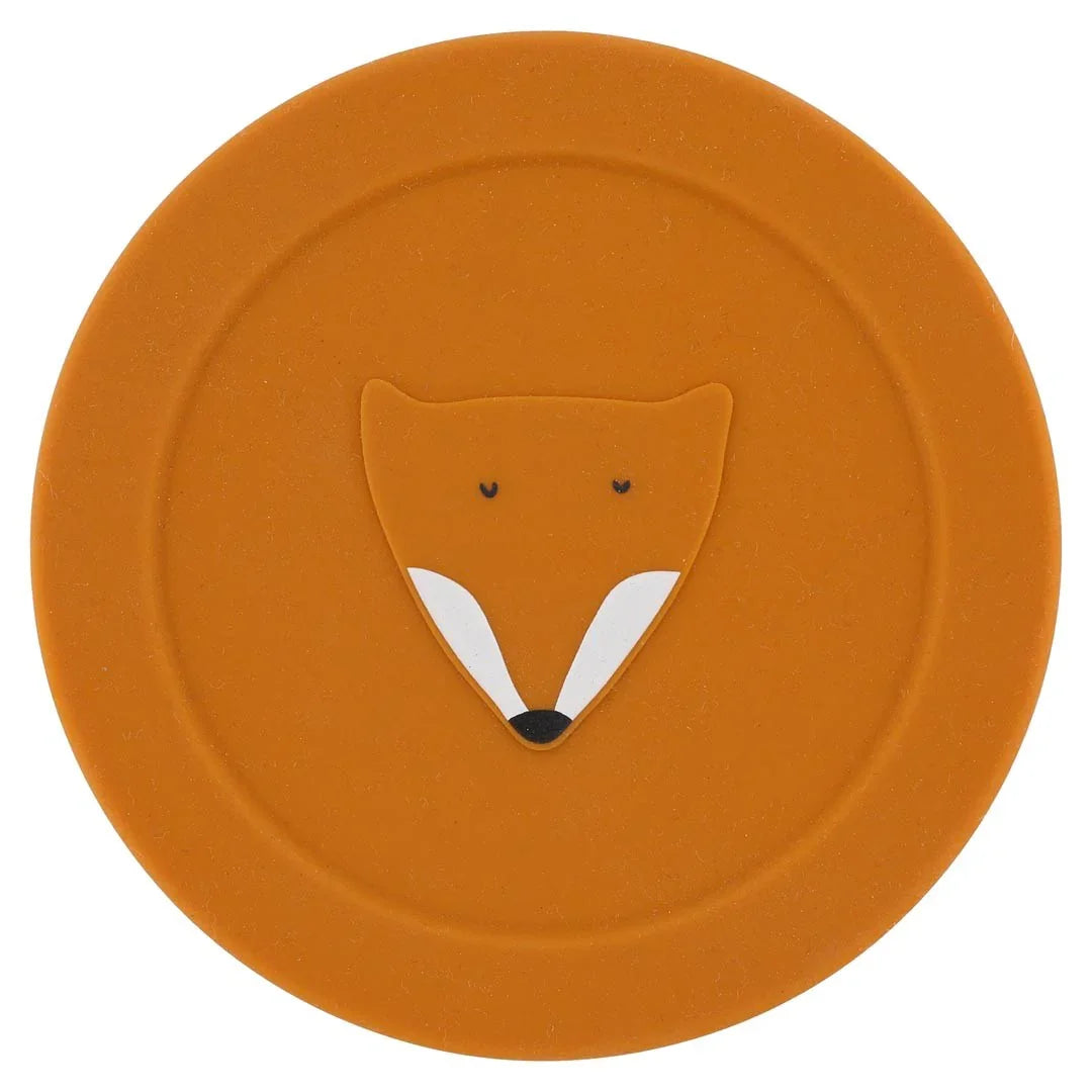 Couvercle de récipient à goûter en silicone orange avec motif tête de renard
