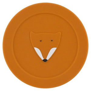 Couvercle de récipient à goûter en silicone orange avec motif tête de renard