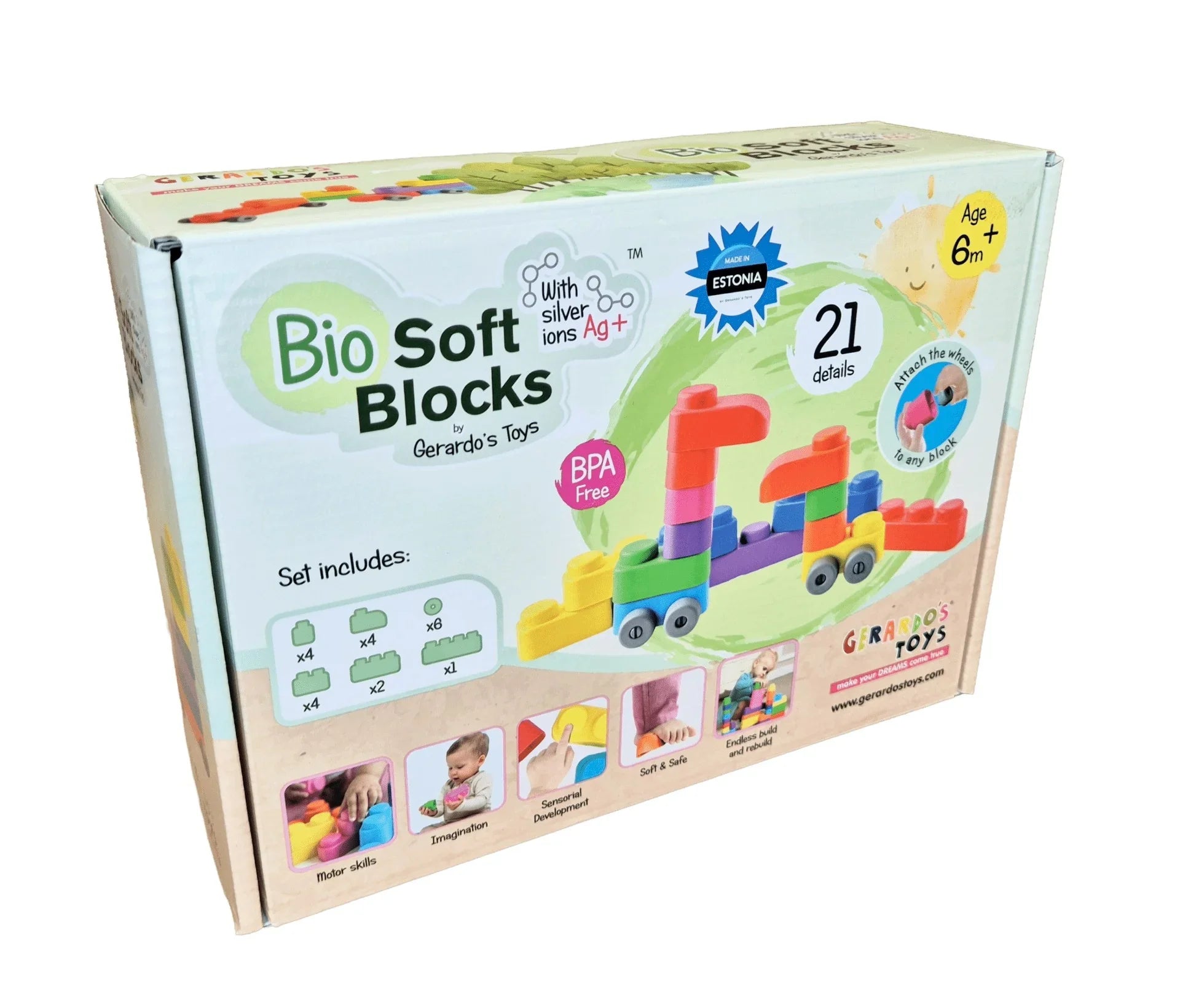 Set di blocchi morbidi con ruote - 21 pezzi