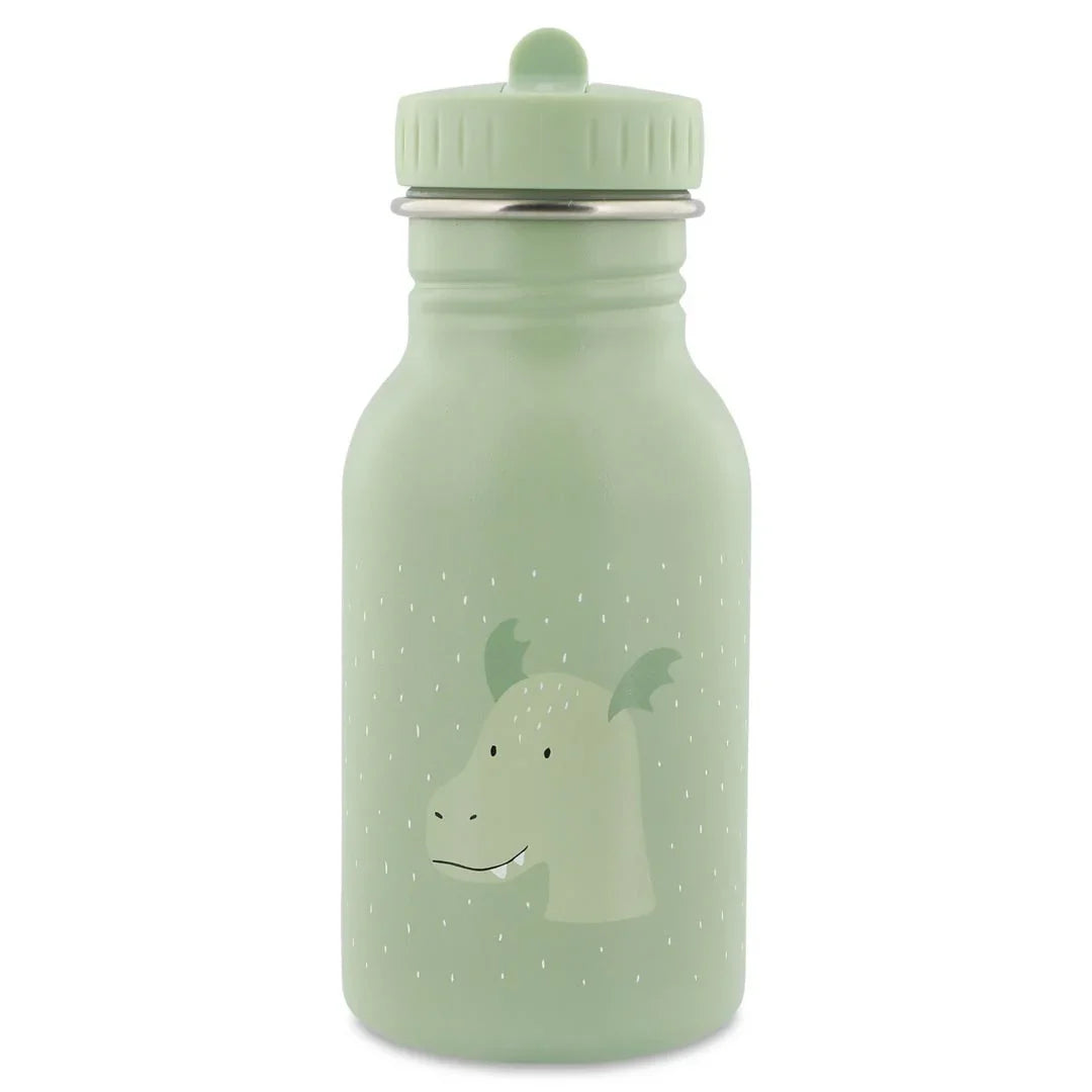 Gourde inox vert clair motif dragon et pois.