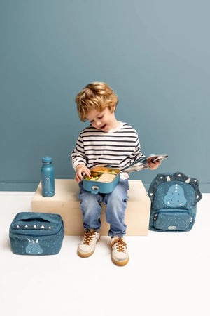 Gourde inox bleue avec design tricératops pour enfant, 350ml.
