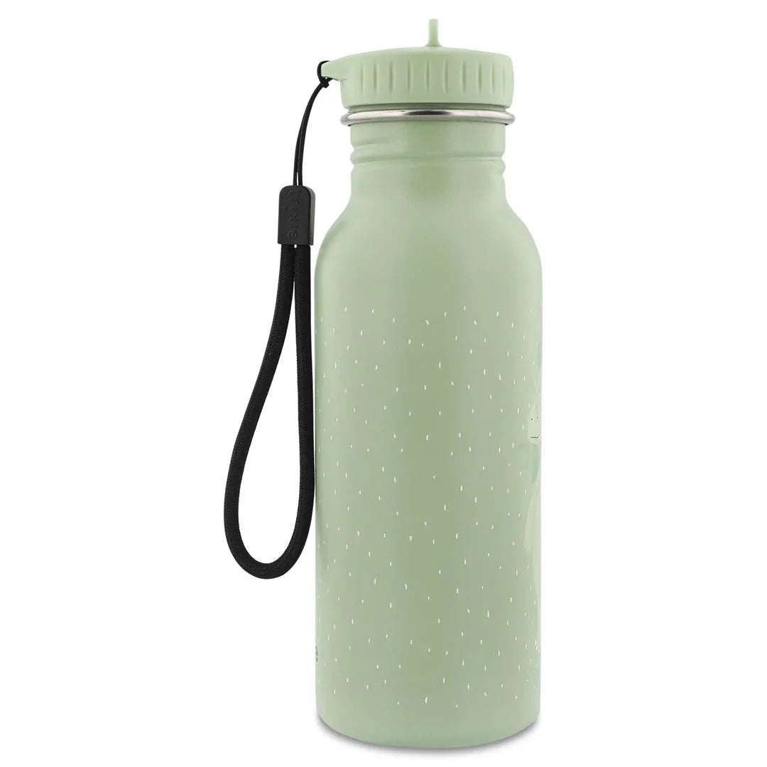 Gourde inox vert menthe 500ml avec pois et sangle de transport noire.