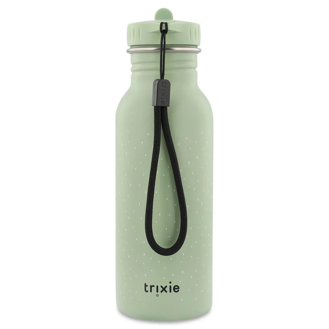 Gourde inox vert menthe 500ml à pois, avec sangle et logo Trixie.