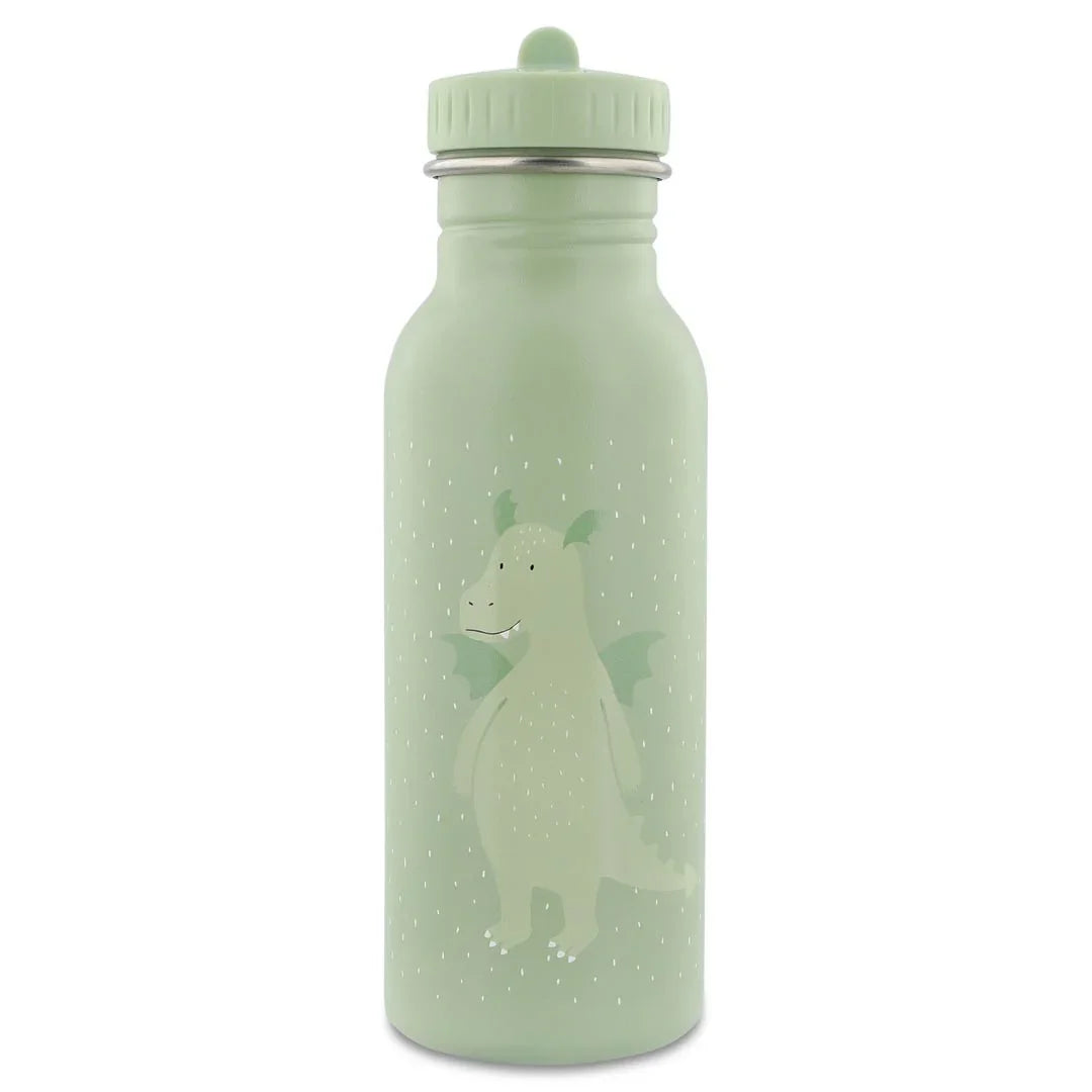 Gourde inox vert menthe avec dragon et bouchon à vis.