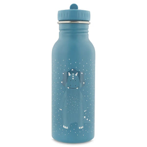 blue stainless steel water bottle with triceratops dinosaur print, 500ml