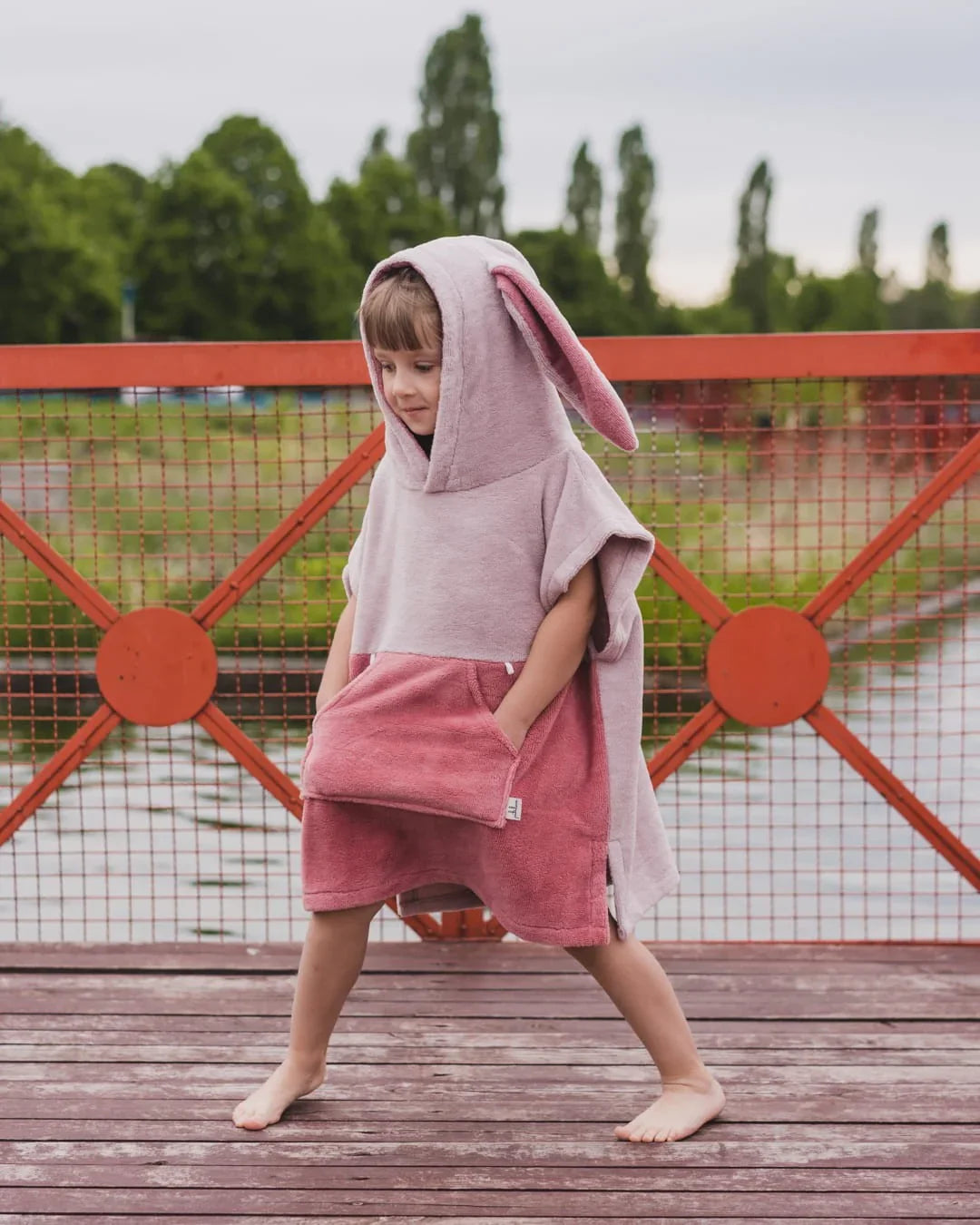 Surfbunny Kinder-Badeponcho – Rosa