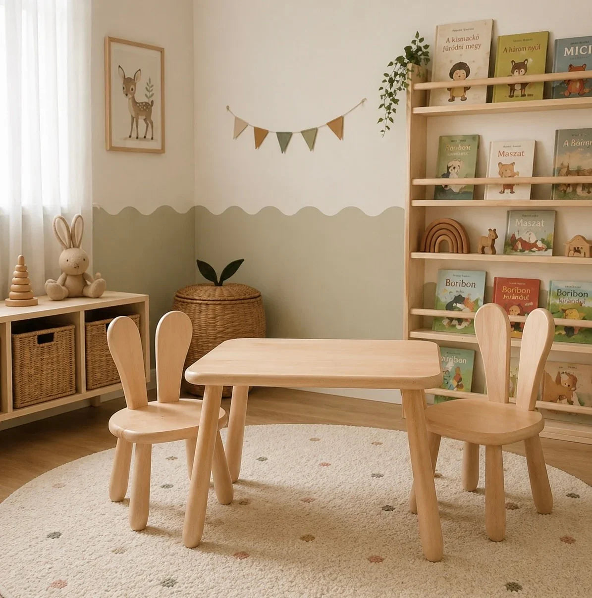 Set aus Tisch und 2 Stühlen – Hase