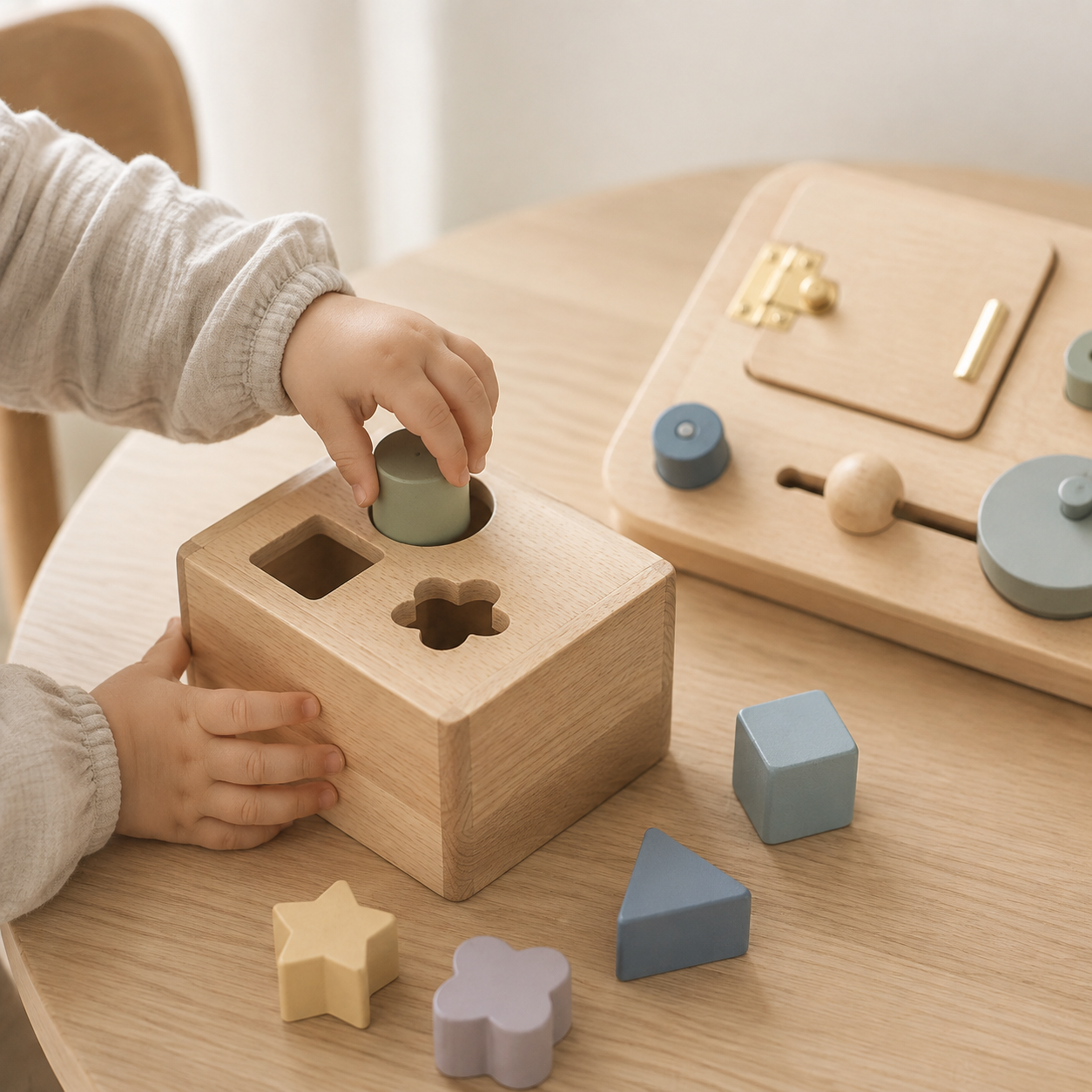 Tableros Montessori y juguetes de clasificación