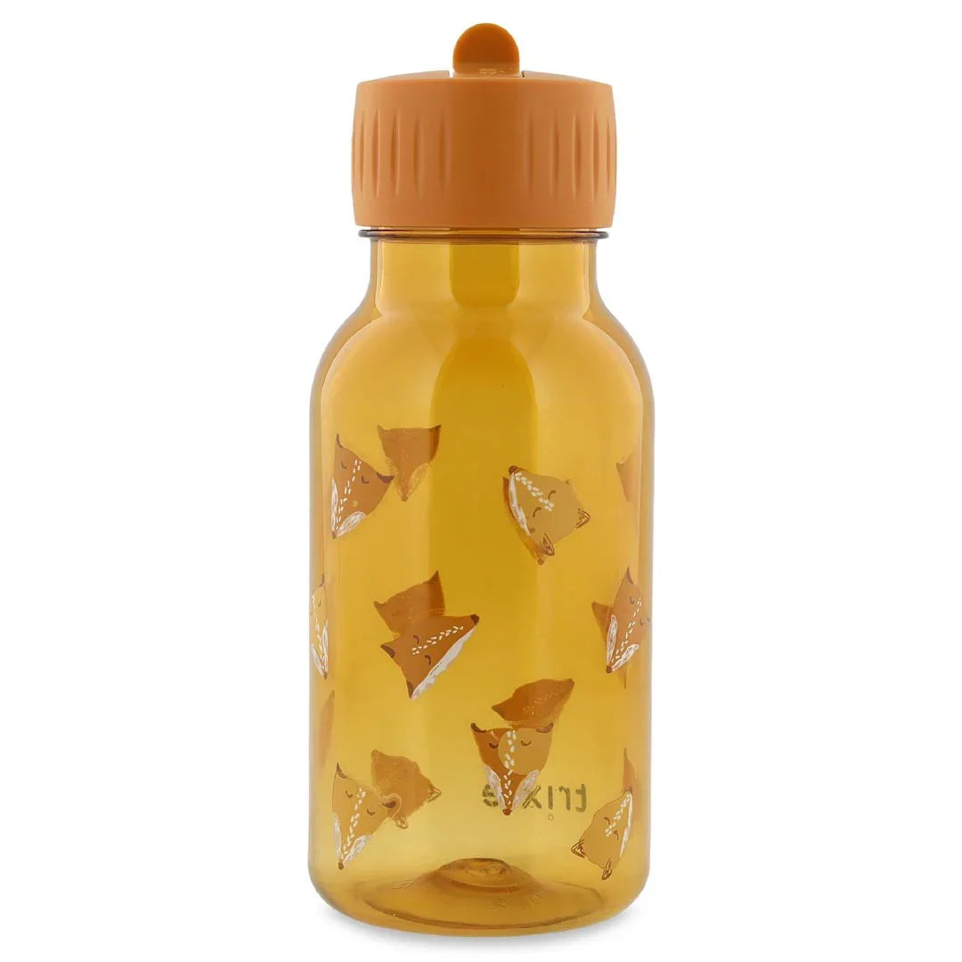 Gourde pour enfant en Tritan ambre 350 ml avec couvercle orange et motif tête de renard