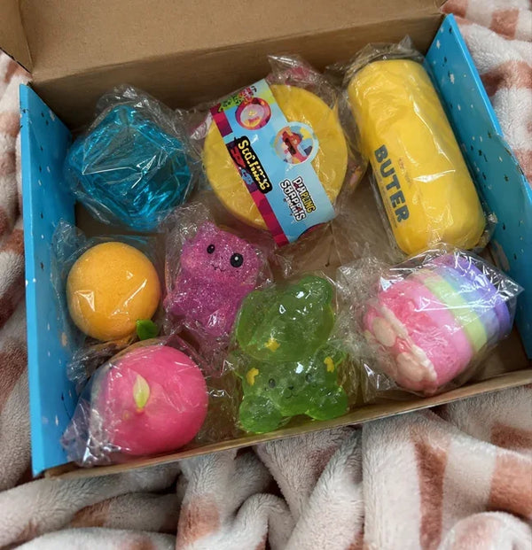 Opened Squishy surprise box - 8 different models