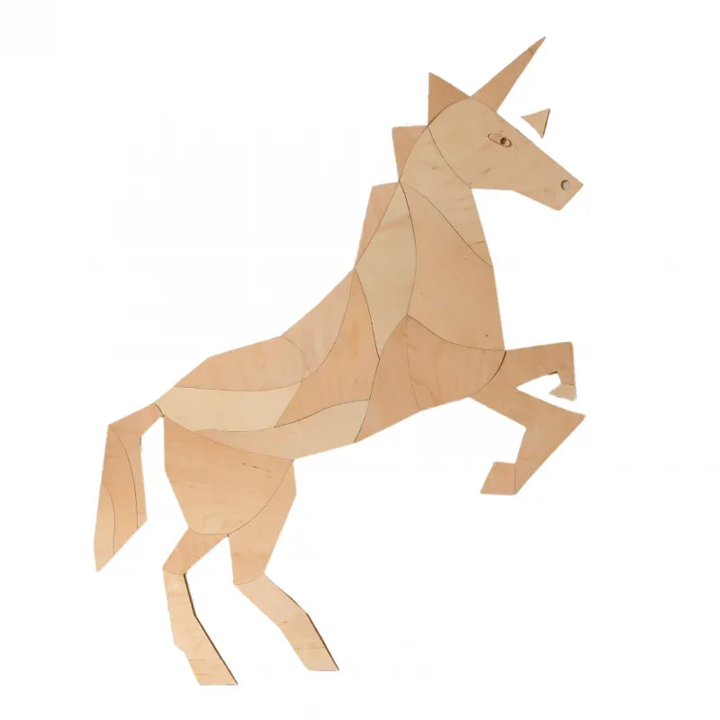 Decorazione da Parete in Legno Unicorno & Cavallo | Arte 3D per Cameretta
